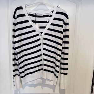 Zara - lightweight blue and white knit cardigan